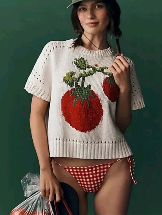 Maeve Sweaters - Anthropologie Veggie Motif Graphic Crew neck Sweater *M